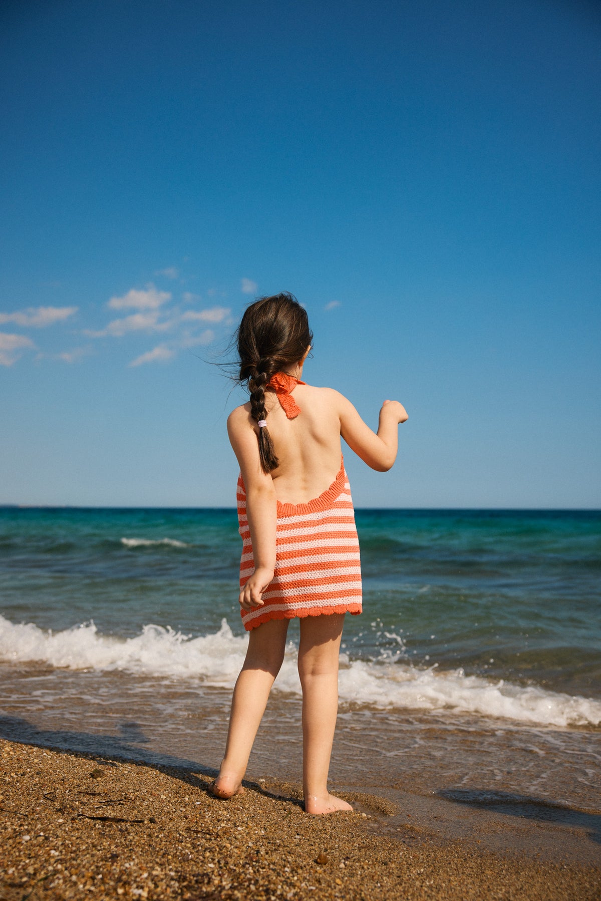THEROS HALTER DRESS | watermelon stripe