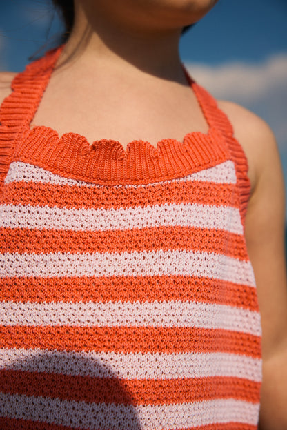 THEROS HALTER DRESS | watermelon stripe