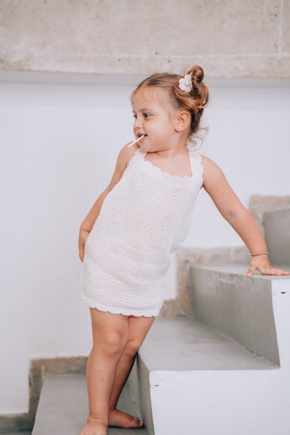 THEROS HALTER DRESS | ecru