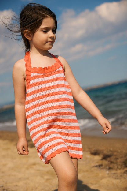 THEROS HALTER DRESS | watermelon stripe