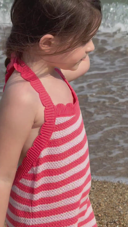 THEROS HALTER DRESS | watermelon stripe